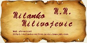 Milanko Milivojević vizit kartica